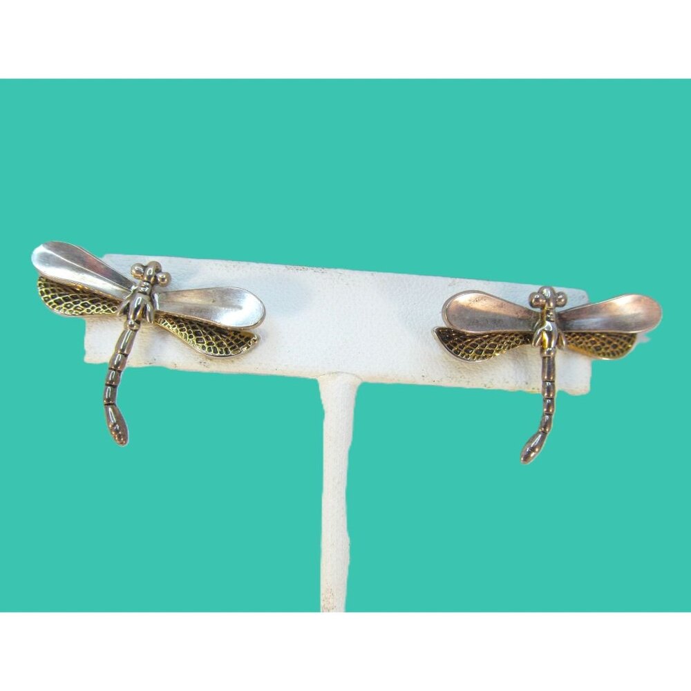 Whimsical Double Wing Dragon Fly Pierced Earrings